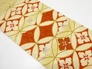 アンティーク　花七宝模様　刺繍　昼夜帯（材料）